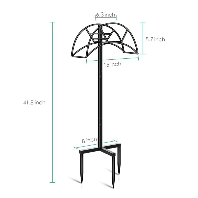 TomCare Garden Hose Holder Detachable Metal Water Hose Holder Holds 150 FT Hoses Free Standing Hose Hanger Stand Heavy Duty Garden Storage Rack for Outside Yard Lawn, Black - Image 2